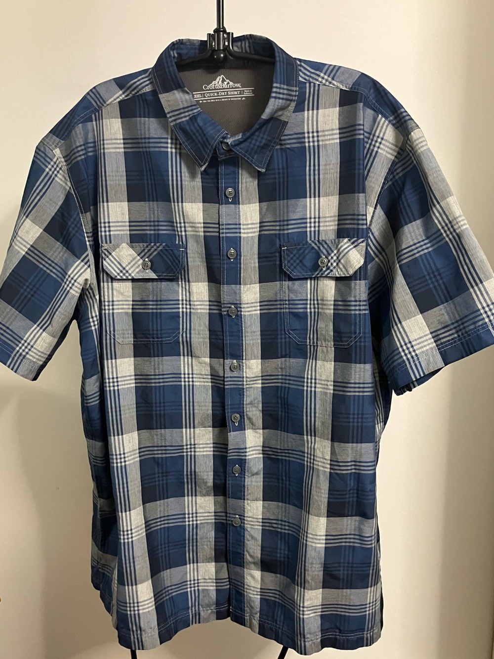 Croft & Barrow Quick Dry Classic Shirt Sz XXL Blue /Grey Plaid